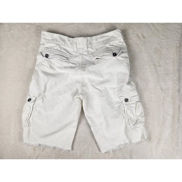 Guess USA Men's Size W31x12 Distressed Baggy Fit Linen/Cotton Cargo Shorts White - Picture 8 of 16